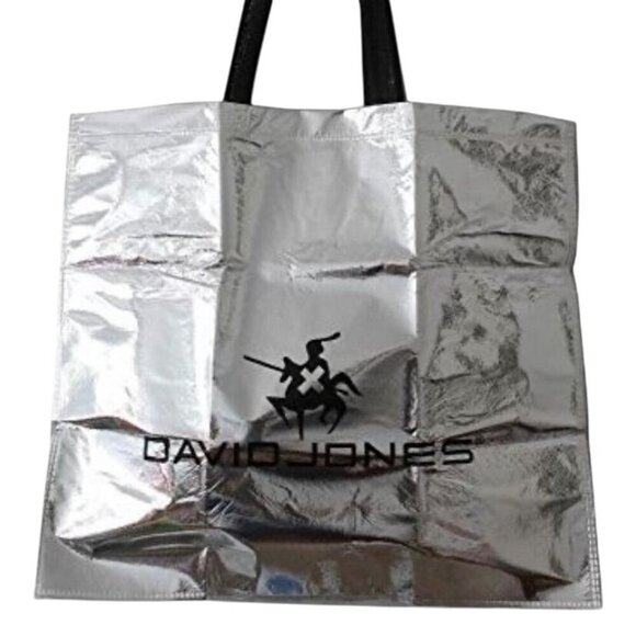 David Jones Glittering Non-Woven Tote Bag Silver Lightweight Eco-Friendly Shoppi - Picture 1 of 6